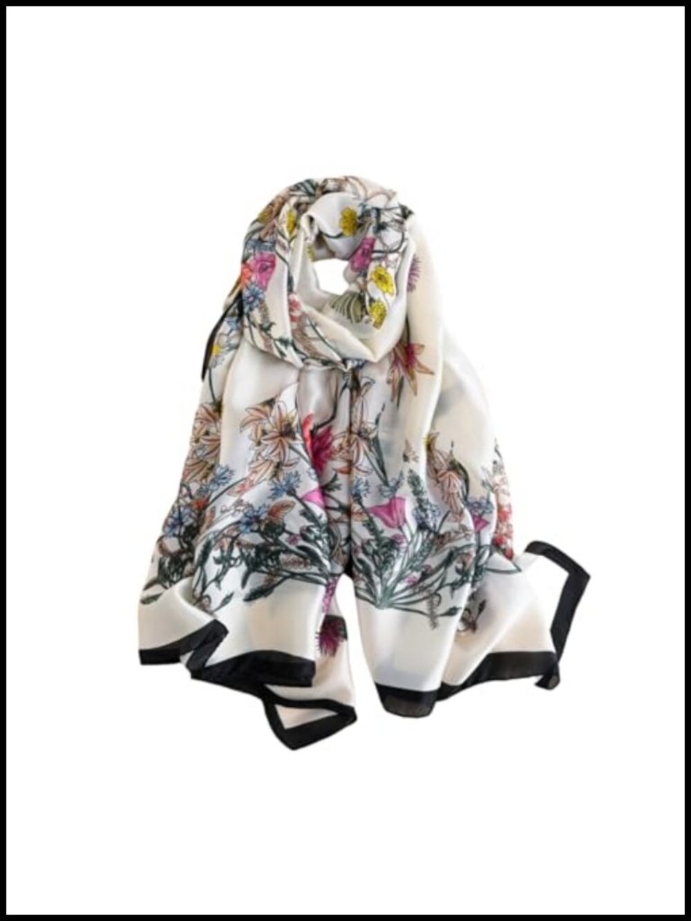 100% Mulberry Silk Scarf Long Lightweight Shawl Wrap Floral